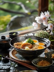 A Bowl of Delicious Japanese Ramen with Chicken and Egg