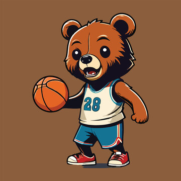 recommend clip art: vector isolated cute bear play basketball