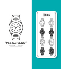 Vector icon template. Black and white watch icon design. Stock vector template.