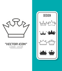 Vector icon template. Black and white crown icon design. Stock vector template.
