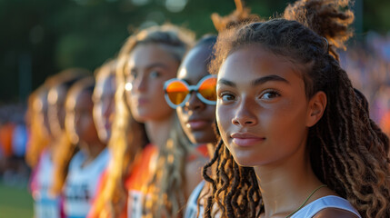Charming athletes lined up, ready to dash, the anticipation of the race sparking in their eyes.