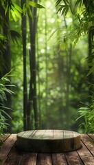 Fototapeta premium podium bamboo forest themed background