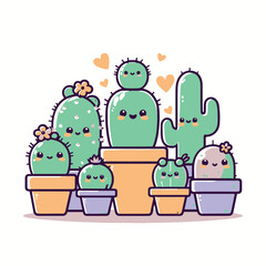 illustration of a cactus set on the pot