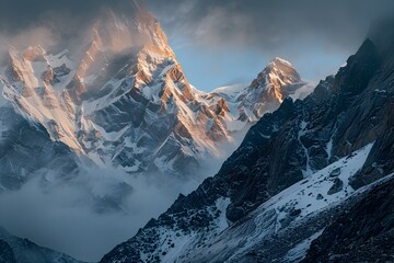 Pakistans Stunning Peaks at Sunrise - obrazy, fototapety, plakaty