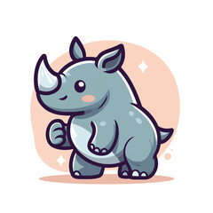 cute baby rhinoceros cartoon vector illustration
