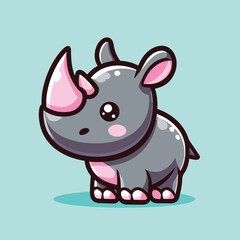 cute baby rhinoceros cartoon vector illustration