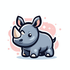 cute baby rhinoceros cartoon vector illustration