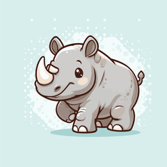 cute baby rhinoceros cartoon vector illustration