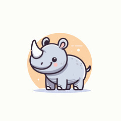 Obraz na płótnie Canvas cute baby rhinoceros cartoon vector illustration