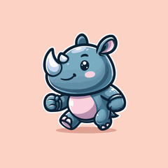 cute baby rhinoceros cartoon vector illustration