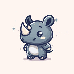 cute baby rhinoceros cartoon vector illustration