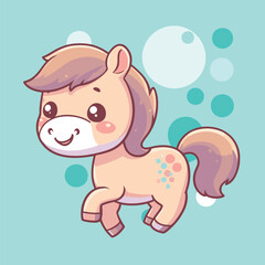 cute baby horse cartoon vector illustration