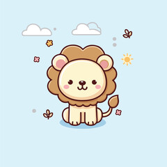 baby lion cute cartoon vector