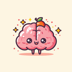 cute brain cartoon vector illustration