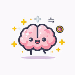 cute brain cartoon vector illustration