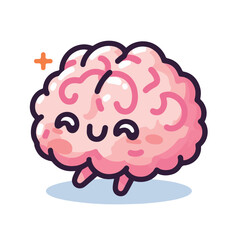cute brain cartoon vector illustration