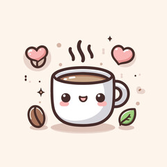 cup of coffee cute cartoon vector illustration