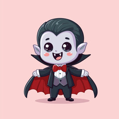 cute cartoon child vampire vector illustration