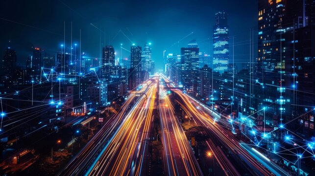 essence of smart cities transformed by 5G, where every aspect of urban life is interconnected and optimized