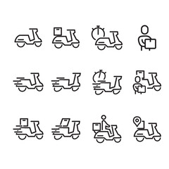 icon for delivery using a motorbike, delivery of shopping packages, icon for web, signpost, UI UX. icon illustration