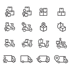 Complete collection of delivery icons, shopping package delivery, icons for web, signposts, UI UX. icon illustration