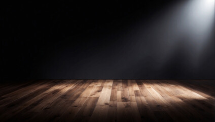 Light on wooden floor in empty room. Empty Space for products display