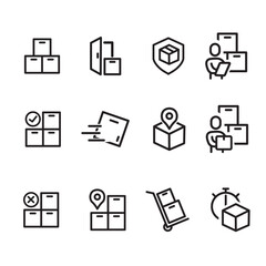 set of box package delivery icons, icons for shipping and warehouse, icons for web, signpost, UI UX. icon illustration