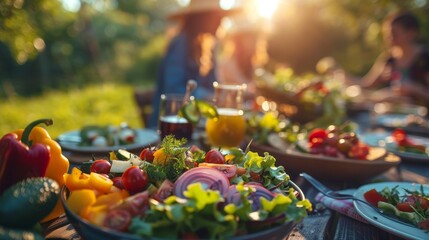 essence of healthy eating in the great outdoors, where natural foods contribute to overall wellness - obrazy, fototapety, plakaty