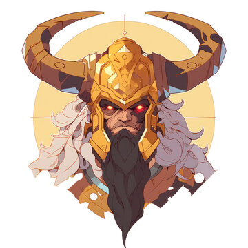monster character illustration, god heimdall (nordic) for t-shirt design, isolated transparent background, PNG file, Ai generated Images