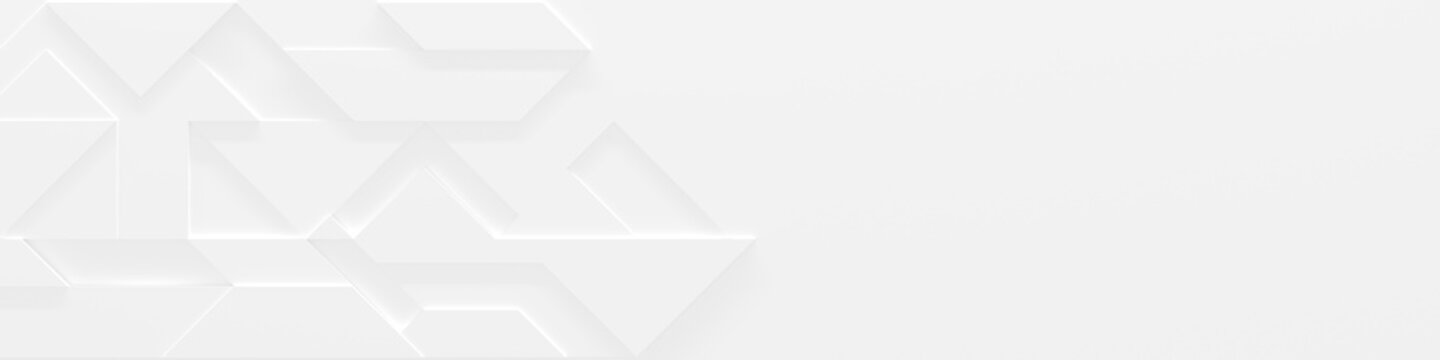 Wide White Futuristic Background With Copy Space (Website Header) (3D Illustration)