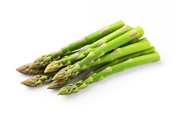 Fresh asparagus sprouts isolated on a white background. AI generation.