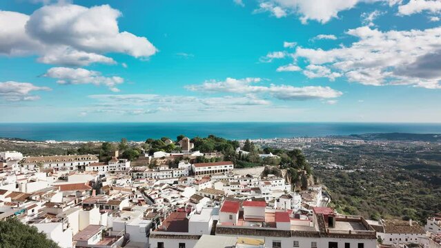 Hyperlapse moving left to right at Mijas Pueblo, Andalusia, Spain