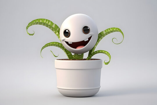 3d rendering cute Snake Plant character