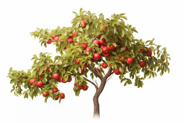 Apple tree of red delicious sweet and juicy apples. AI generation.