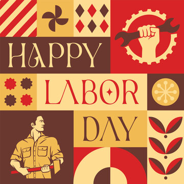 workers day international labor day seamless pattern in scandinavian style postcard with Retro clean concept design