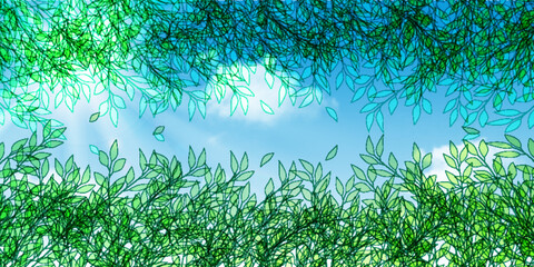 新緑　葉　和柄　背景