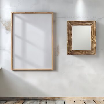 Simple two picture frame on white wall 