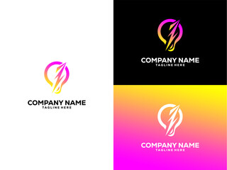 light bulb and energy icon logo unique vector design template