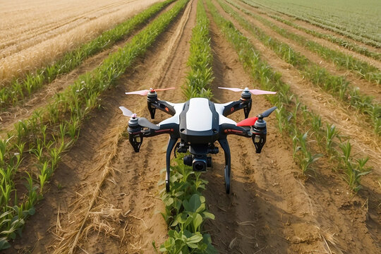 Using quadcopters in crop fields Ai generative.