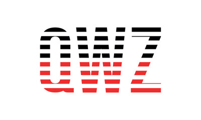 QWZ three initial letter iconic line negative space minimal logo design vector template. monogram, abstract, wordmark, business, typography, minimalist, brand, company, flat, modern, unique, simple