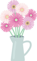 花瓶とピンク色のガーベラのベクトル イラスト