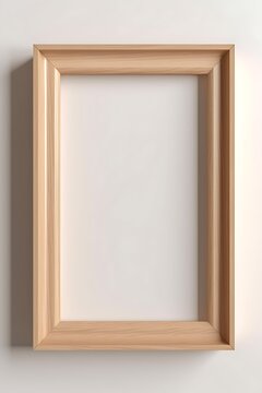 Beige color Blank rectangle wooden picture frame mockup