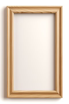 Beige Long vertical realistic wooden picture frame mockup, for photo and wall art presentation, house decor