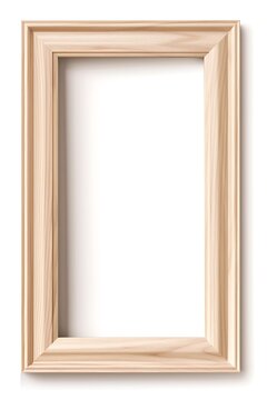 Beige Long vertical realistic wooden picture frame mockup, for photo and wall art presentation, house decor