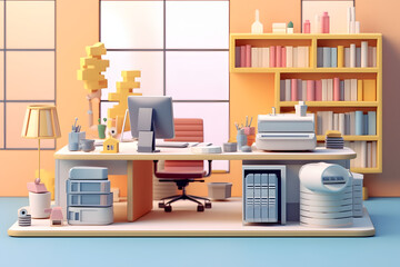 3d rendering office elements