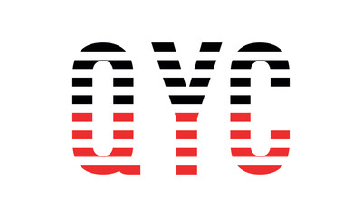 QYC three initial letter iconic line negative space minimal logo design vector template. monogram, abstract, wordmark, business, typography, minimalist, brand, company, flat, modern, unique, simple