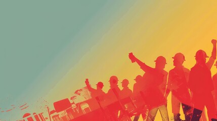 International Workers' Day background with copy space area on side for text. Happy labor day