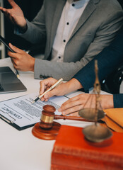 Consultation and conference of Male lawyers and professional businesswoman working and discussion...