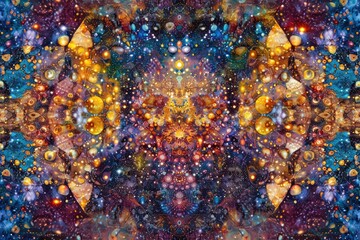 A cosmic-inspired kaleidoscope of colors and patterns, reflecting the infinite diversity of the universe - obrazy, fototapety, plakaty