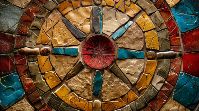 A closeup of a medicine wheel a symbol of balance and harmony in the spiritual teachings of many Native American tribes.